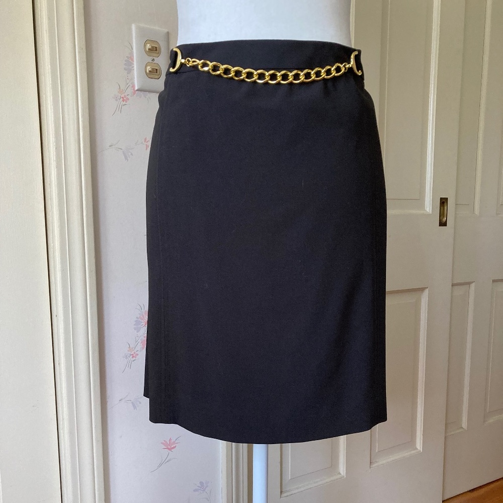 BLACK Mini Skirt with Gold Chain Accent